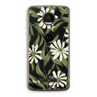 Wit bloemenpatroon: Motorola Moto Z Force Transparant Hoesje