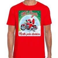 Fout kerst t-shirt voor motorliefhebbbers MC Santa rood heren - thumbnail