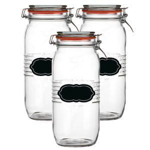 Weckpot/inmaakpot - 6x - 2L - glas - met beugelsluiting - incl. etiketten