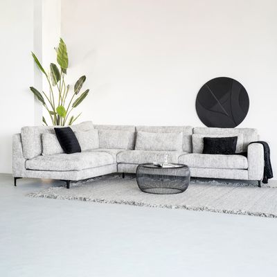 SEVN Hoekbank 'Lucia' Links, Chenille, kleur Staalgrijs