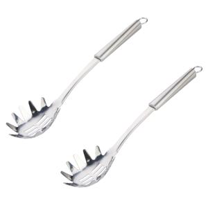 Alpina Keukengerei opscheplepel spaghetti - 2x - zilver - rvs - 34 x 7 cm - pasta
