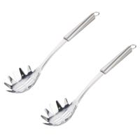 Alpina Keukengerei opscheplepel spaghetti - 2x - zilver - rvs - 34 x 7 cm - pasta