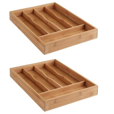 Set van 2x stuks secret de gourmet bestekbak - keuken organizer - 5-vaks - bamboe hout - 34 x 25 cm Set van 2x stuks secret de gourmet bestekbak - keuken organizer - 5-vaks - bamboe hout - 34 x 25 cm