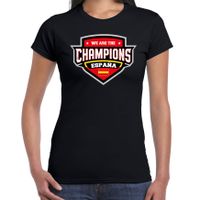 We are the champions Espana / Spanje supporter t-shirt zwart voor dames