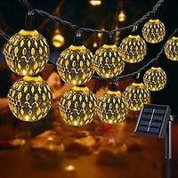 solar marokkaanse lichtslingers led globe kerstverlichting buiten waterdicht 8 verlichtingsmodi ip65 waterdicht bal licht kerstmis bruiloft tuin vakantie decoratie Lightinthebox - thumbnail