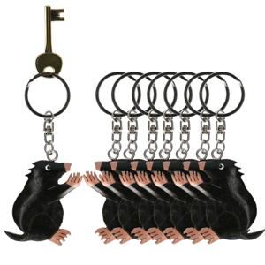 10x Houten mollen sleutelhangers