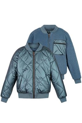 NoBell winter bomberjack meisjes - donker blauw - Bomber - omkeerbaar, verborgen capuchon