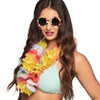 Tropische Hawaii party verkleed accessoires set - flowers zonnebril met bloemenkrans mix kleuren