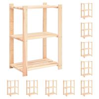 Opbergrekken 3-laags 10 st 60x38x90 cm grenenhout 150 kg