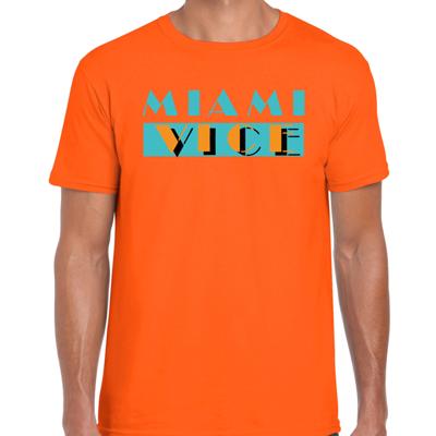Toppers verkleed T-shirt heren - Miami Vice - oranje - Tropische feestkleding
