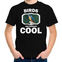 Dieren ijsvogel zittend t-shirt zwart kinderen - birds are cool shirt jongens en meisjes