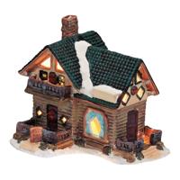 Lichthuis blokhut van porselein, veelkleurig (B/H/D) 15x13x11cm