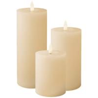 LED kaarsen/stompkaarsen - set 3x - creme wit - D7 x H11, H15 en H19 cm - timer