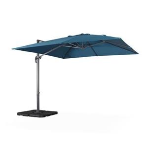 sweeek - Vierkante offset parasol 3x3m + set van 4 verzwaarde tegels