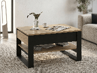 Salontafel QUANTINO 2 lades eik artisanaal/zwart