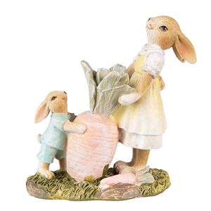 Clayre & Eef Beeld Konijn 13 cm Bruin Geel Polyresin Woonaccessoires Bruin Woonaccessoires