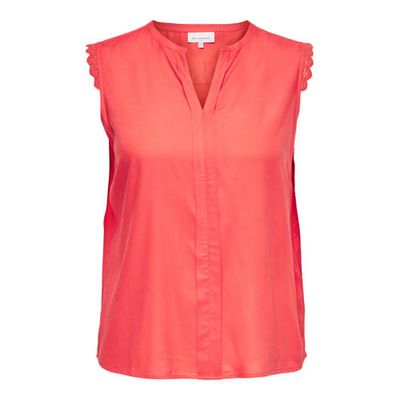 ONLY CARMAKOMA top CARMUMI met kant koraalrood ONLY CARMAKOMA top CARMUMI met kant koraalrood