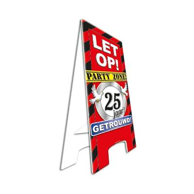 Waarschuwingsbord 25 jaar getrouwd - straatbord - karton - 58 cm - feestversiering