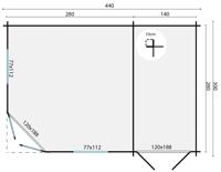 Blokhut - Tuinhuis Agnes | 44 mm | vuren honinggeel geïmpregneerd