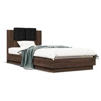 Bedframe met hoofdeinde bewerkt hout bruineikenkleur 90x200 cm