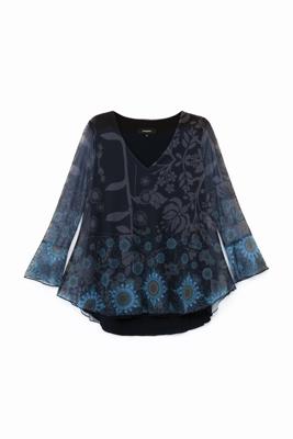 T-shirt met tule en mandala's - BLUE - XS