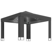 vidaXL Prieel met dubbel dak en LED-lichtslinger 3x3 m antracietkleur - thumbnail