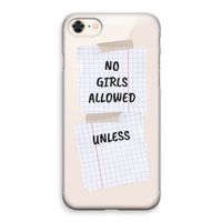 No Girls Allowed Unless: iPhone 8 Transparant Hoesje