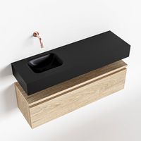 Toiletmeubel Mondiaz Andor | 100 cm | Meubelkleur Washed oak | Lex vrijhangend wastafel Urban Links | Zonder kraangat