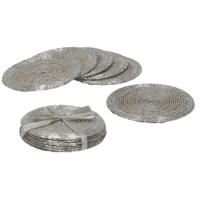 Gerimport Onderzetters - 12x stuks - kunststof - zilver - 10 cm - voor glazen