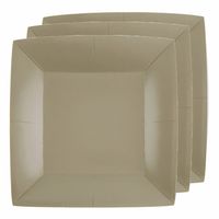 Santex feest bordjes vierkant taupe/beige - karton - 10x stuks - 23 cm - Feestbordjes