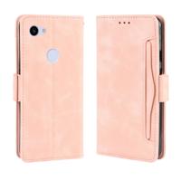 Portemonnee stijl huid voelen kalf patroon lederen draagtas voor Google pixel 3a XL met aparte kaartsleuf (roze)