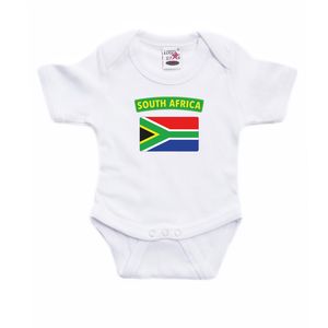South-Africa / Zuid-Afrika landen rompertje met vlag wit voor babys 92 (18-24 maanden)  -