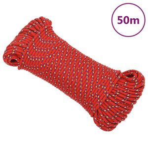 vidaXL Boottouw 5 mm 50 m polypropyleen rood