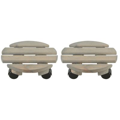 Esschert Design Plantentrolley - 2x - hout - 23 cm - tot 100 kg - trolley voor kamerplanten