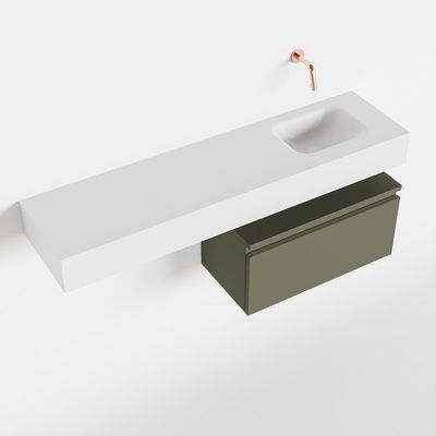 Toiletmeubel Mondiaz Andor | 120 cm | Meubelkleur Army | Lex vrijhangend wastafel Talc Rechts | Zonder kraangat