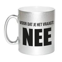 Verjaardag cadeau mok - zilver/zwart - grappige tekst - 300 ml - keramiek