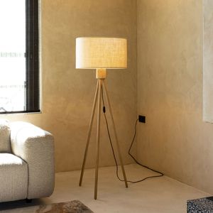 Zuiver Vloerlamp 'Fan Bamboo' Bamboe en linnen, 155cm