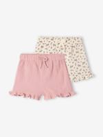 Set van 2 geboorteshorts 1 effen + 1 bedrukt rozen