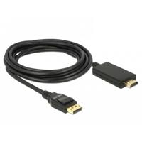 Delock 85318 DisplayPort-kabel DisplayPort / HDMI Aansluitkabel DisplayPort-stekker, HDMI-A-stekker 3 m Zwart Vergulde steekcontacten, Verdraaid, Afgeschermd