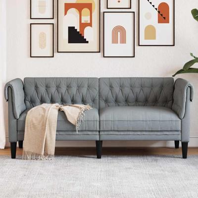 Chesterfieldbank Geruit Lichtgrijs 182.5 x 74.5 x 74.5 cm Stof