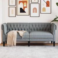 Chesterfieldbank Geruit Lichtgrijs 182.5 x 74.5 x 74.5 cm Stof Chesterfieldbank Geruit Lichtgrijs 182.5 x 74.5 x 74.5 cm Stof