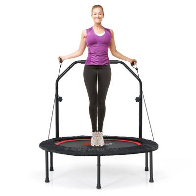 φ101cm Fitmess Trampolines Mini Trampolines met in Hoogte Verstelbare Handgreep & 2 Weerstandsbanden Rood