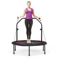 φ101cm Fitmess Trampolines Mini Trampolines met in Hoogte Verstelbare Handgreep & 2 Weerstandsbanden Rood