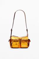 Middelgrote metallic leren tas met zakken - ORANGE - U