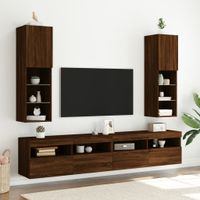 Tv-meubels met LED-verlichting 2 st 30,5x30x102 cm bruineiken - thumbnail