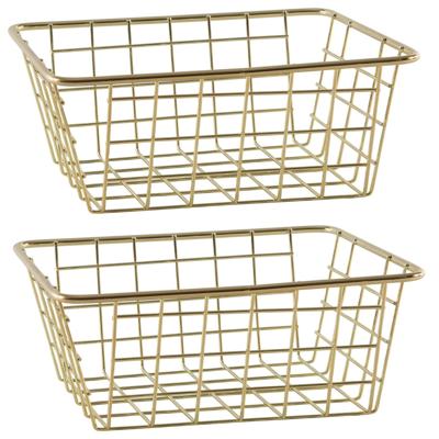 Svenska Living Draadmand - Set van 4x stuks - goudkleurig - 20 x 15 x 8 cm - opbergmand Svenska Living Draadmand - Set van 4x stuks - goudkleurig - 20 x 15 x 8 cm - opbergmand
