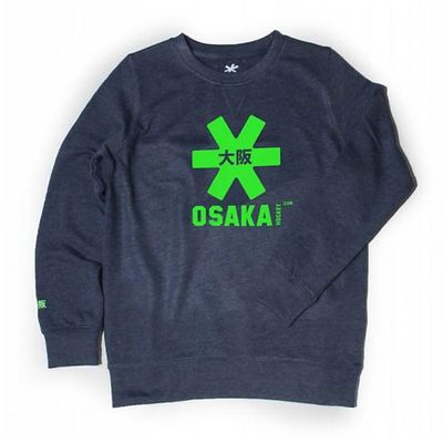 Trui Deshi Sweater Navy Melange Green Logo