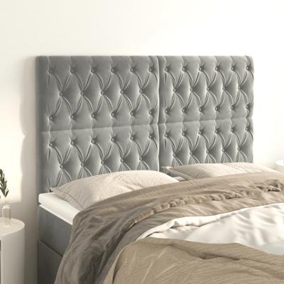 Hoofdborden 4 st 72x7x78/88 cm fluweel lichtgrijs