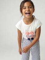 Meisjesshirt met dierenmotief ecru