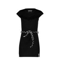 4PRESIDENT jurk Karsyn met contrastbies en ceintuur zwart/wit - thumbnail